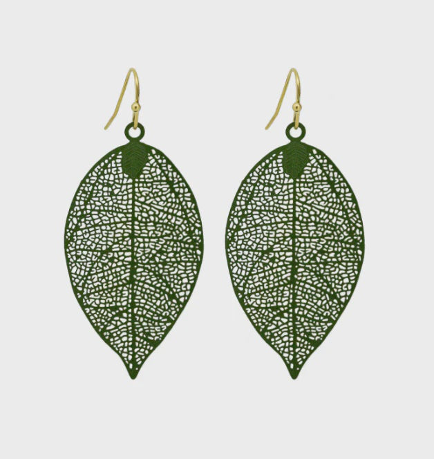 Green Leaf Earrings