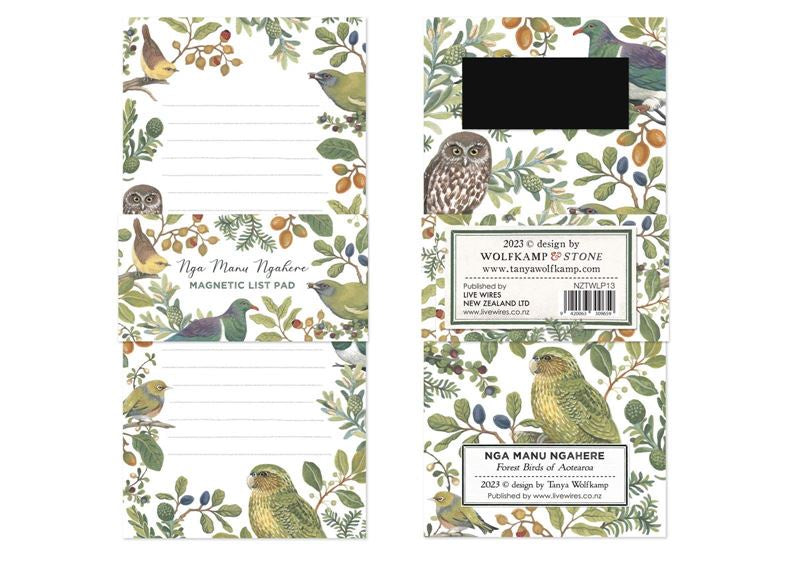 Tanya Wolfkamp Magnetic Notepad -Nga Manu Ngahere