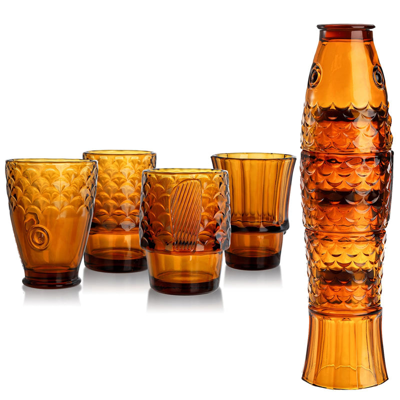 Stackable Fish Tumblers - Amber