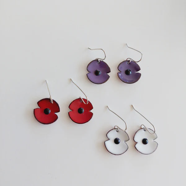 Anzac Enamel Poppy Earrings