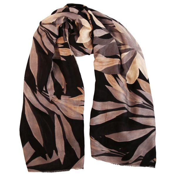 Large Leaf Print Scarf