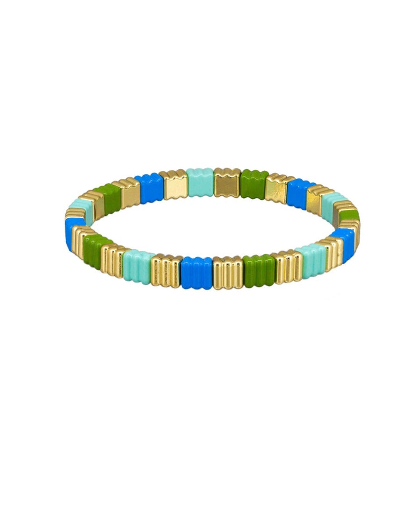 Green Crinkle Tile Bracelet