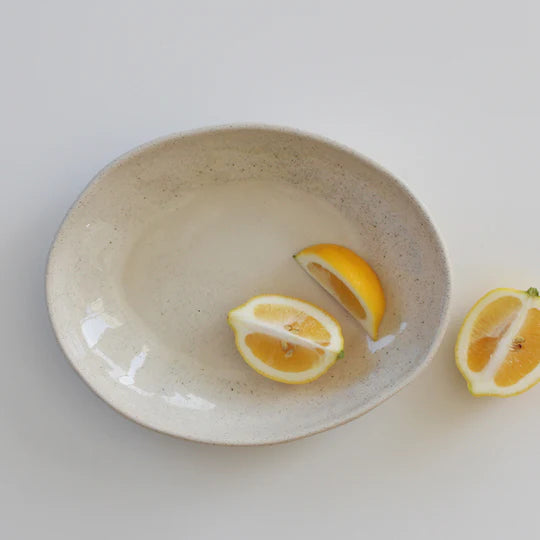 Ceramic Large Oval Bowl - Oatmeal