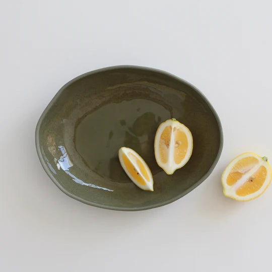 Ceramic Large Oval Bowl - Sage