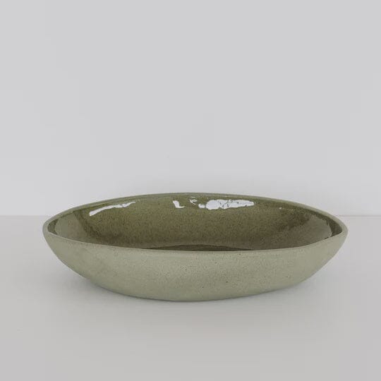 Ceramic Large Oval Bowl - Sage