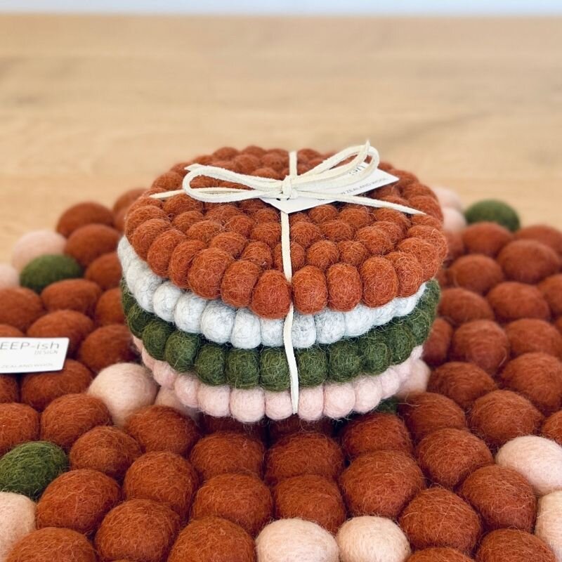 Felt ball Coasters - set of 4