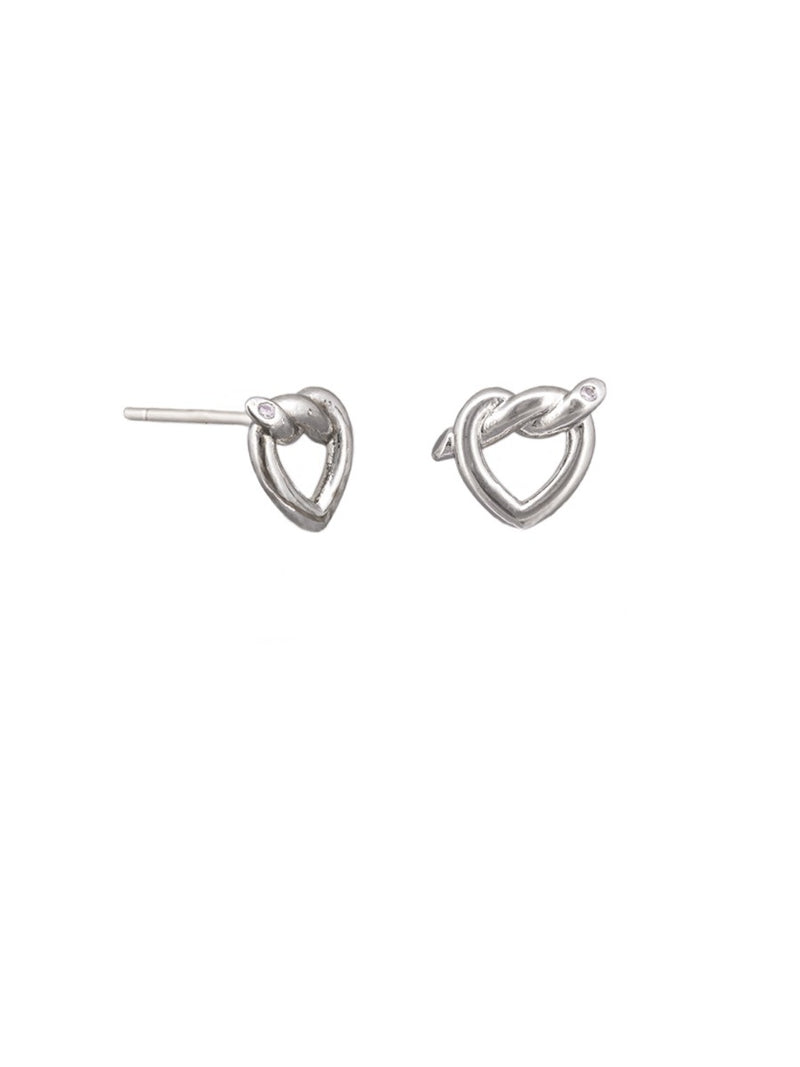 Silver Knotted Heart Studs