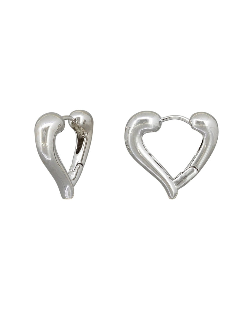 Silver Heart Hoops