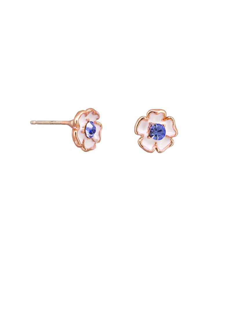 Navy Enamel Crystal Studs