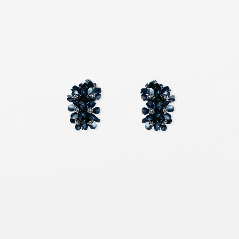 Flower Cluster Earrings - Black