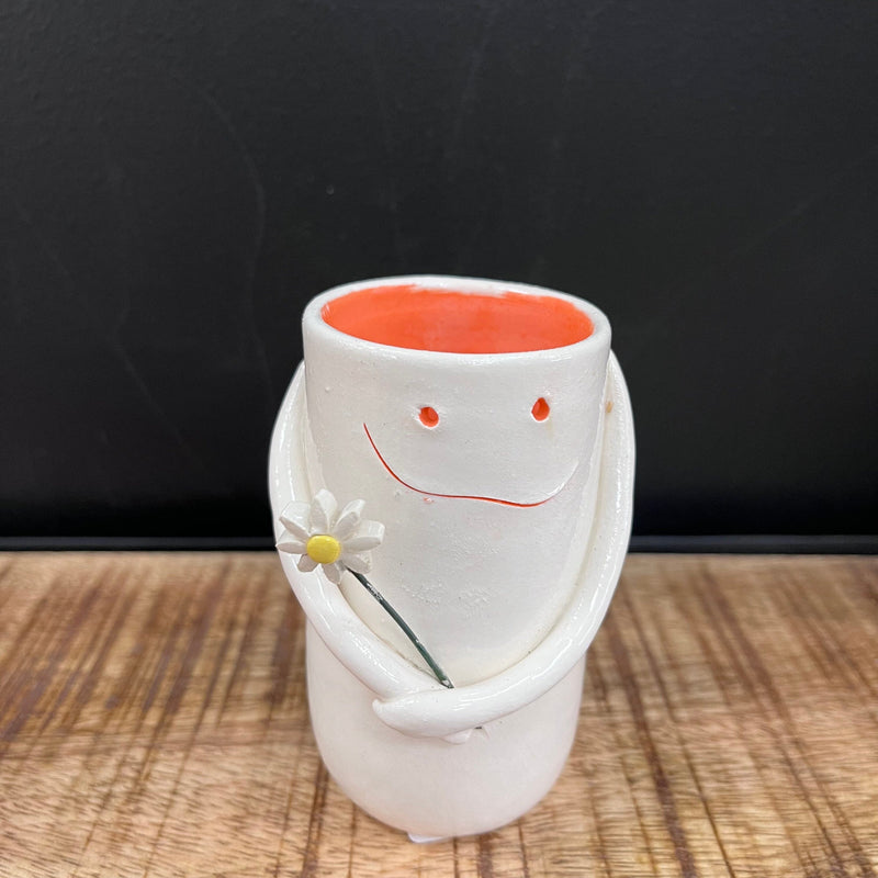 Funny Face Vases pottery Creative Clay Studios Orange 