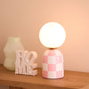 Archie Check Lamp - Pink & White