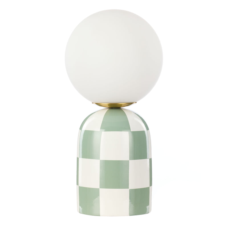 Archie  Check Lamp - Green & White