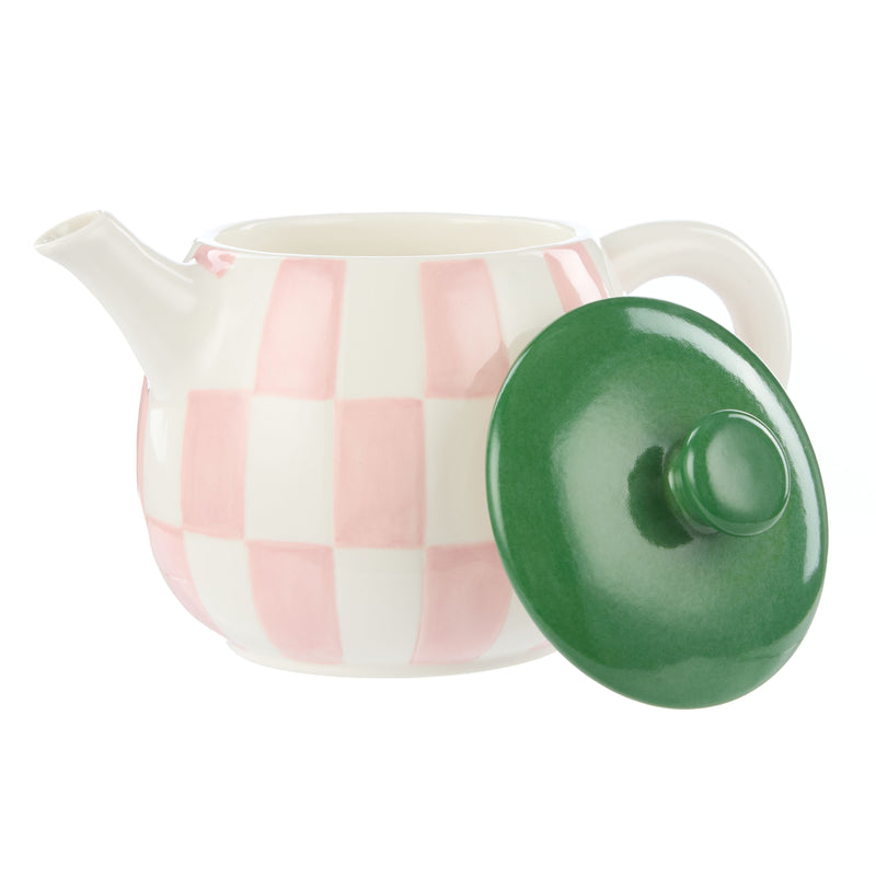 Pink Check Teapot