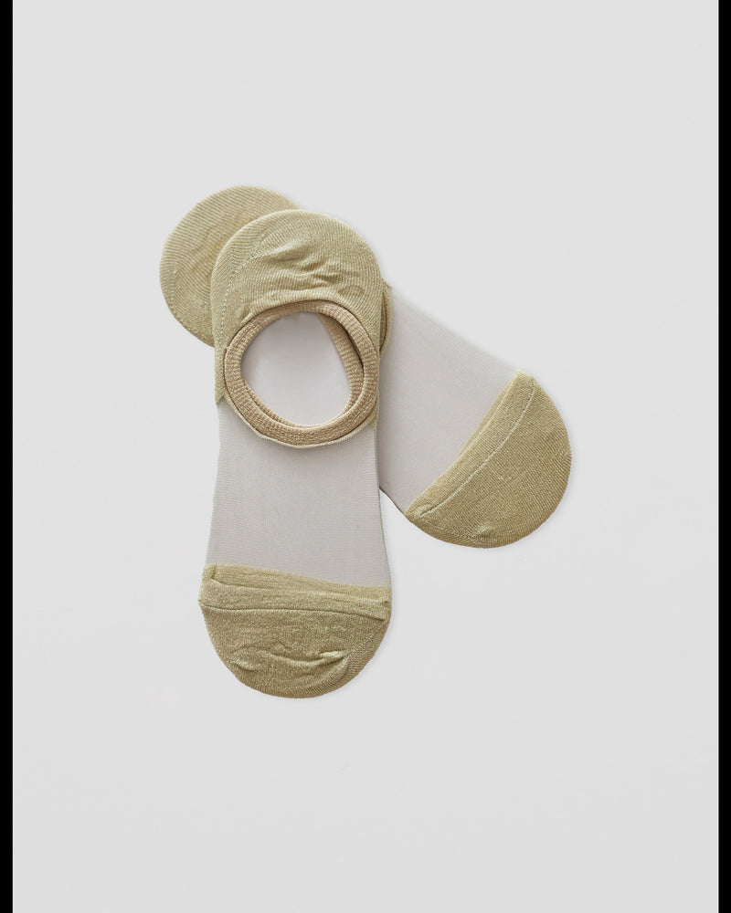S + G No Show Socks - Sheer Gold Lurex