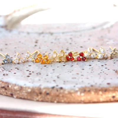 Birthstone Studs  -  Gold