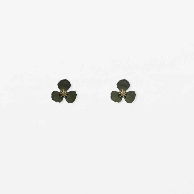 Petal Flower Earrings - Army Green