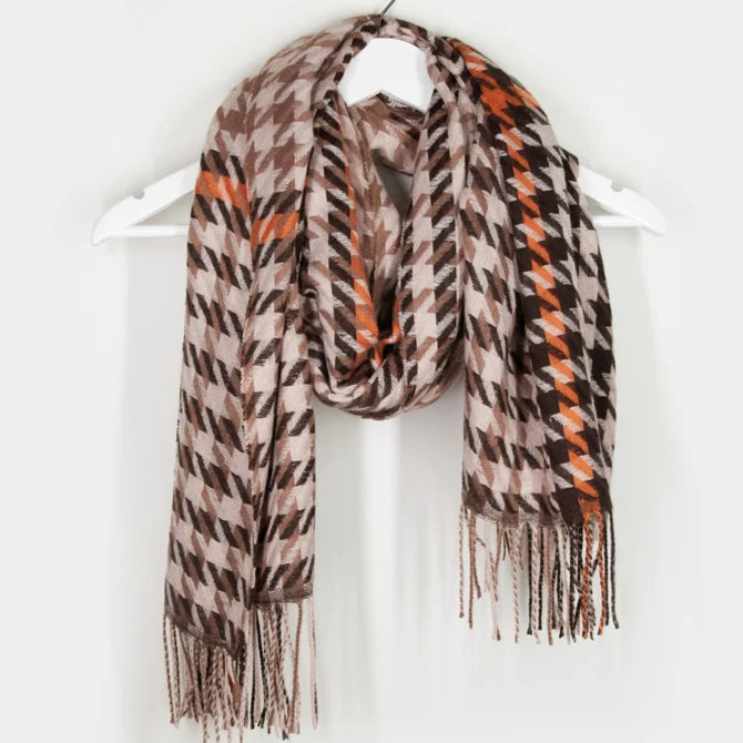 S + G Houndstooth Blush and Orange Scarf