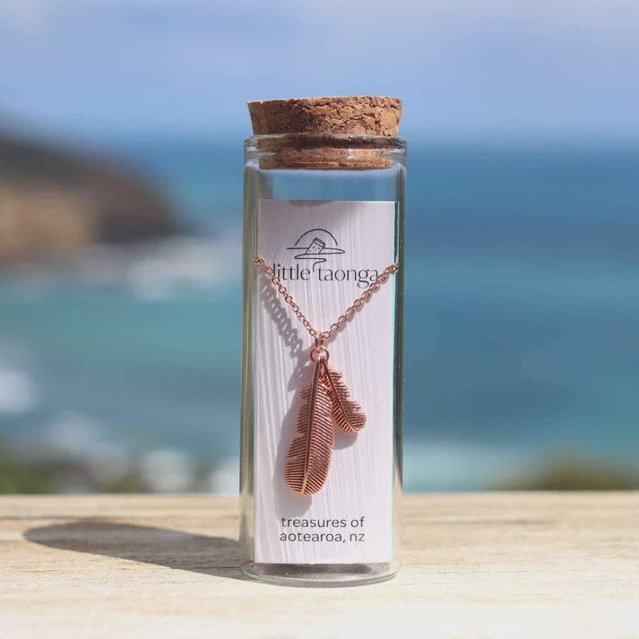 Huia Feather Necklace - Rose Gold