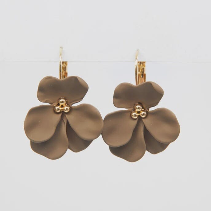 Hydrangea Petal Earrings - Brown Jewellery Stella and Gemma 