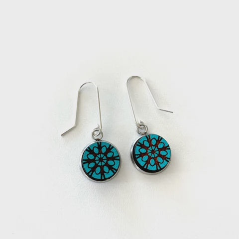 Teal Lace Earrings - Sterling Silver
