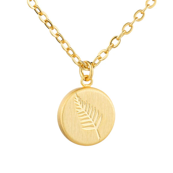 Round Fern Pendant - Gold