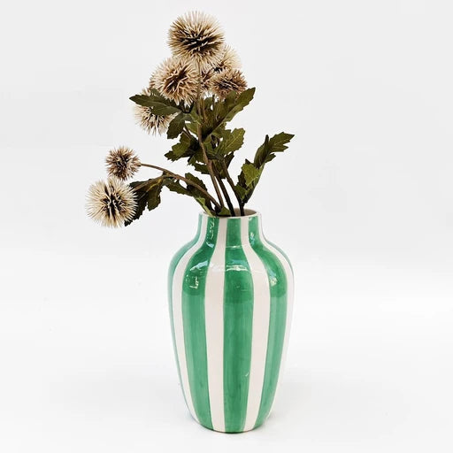 Halcyon Striped Vase - Green