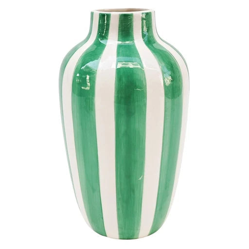 Halcyon Striped Vase - Green