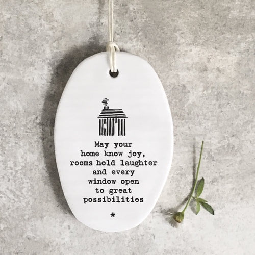 Porcelain Oval Hanging Plaque -- May Your Home