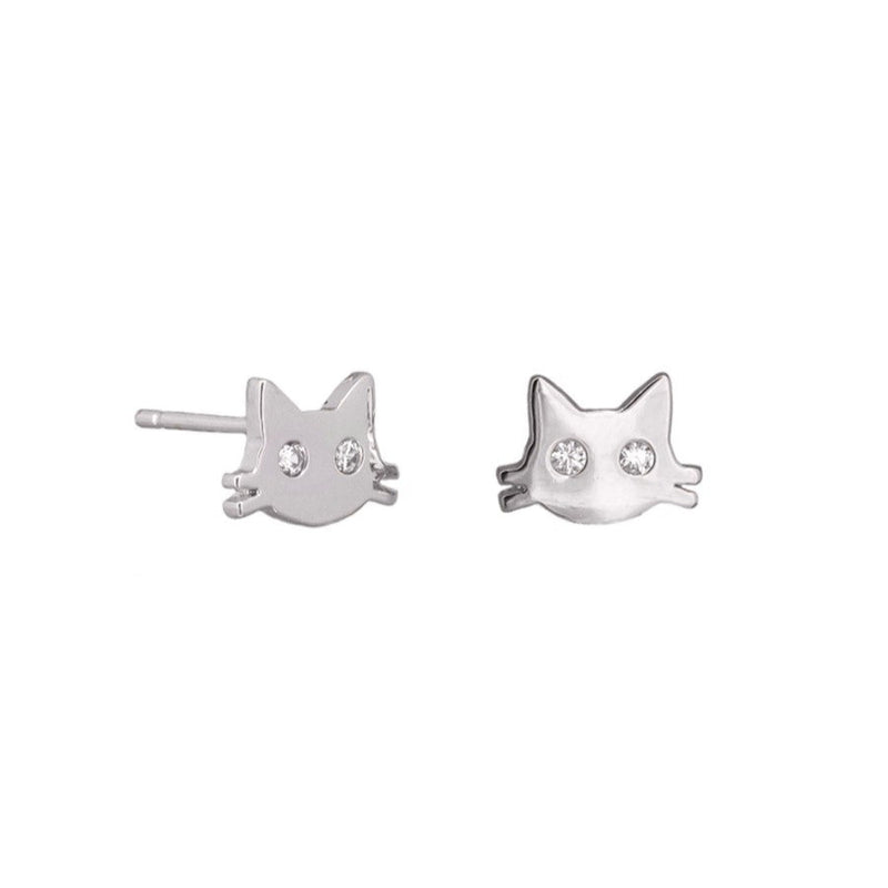 Silver  Boo Cat Studs