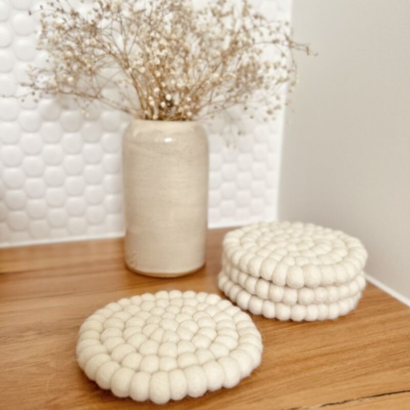 Felt ball Coasters - set of 4