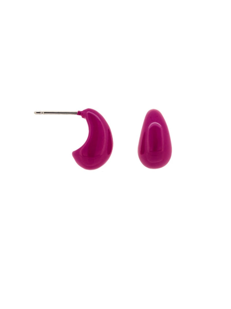 Enamel Bean Earrings - Pink