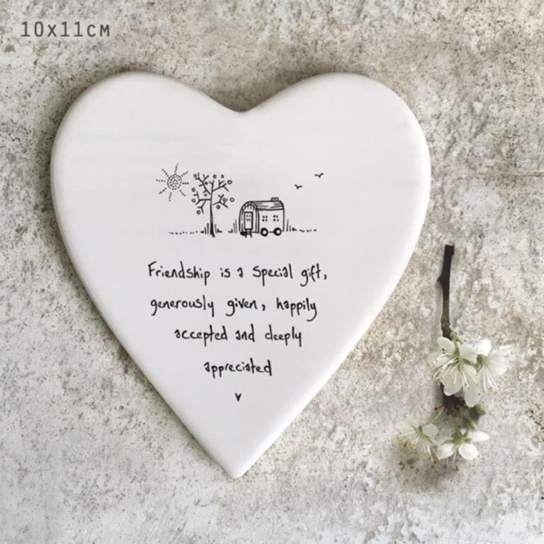 Porcelain Heart Coaster - Friendship