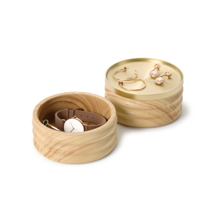 Umbra Tesora Wood Jewellery Box – Natural/Brass