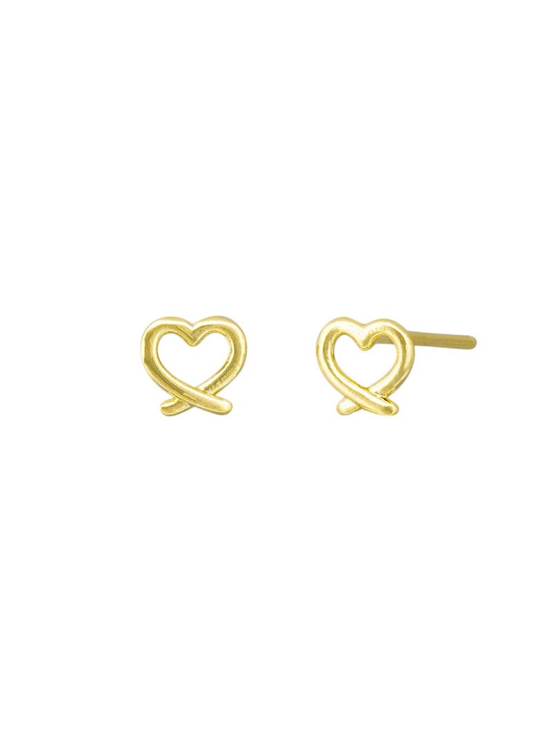 Gold Pretzel Heart Studs