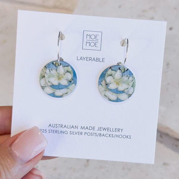 Van Gogh Almond Blossoms Layered Circle Earrings