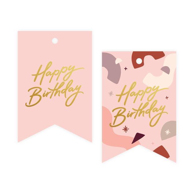 Abstract Foil Gift Tag Pack - Birthday Pink