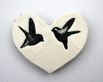 Birds ceramic heart