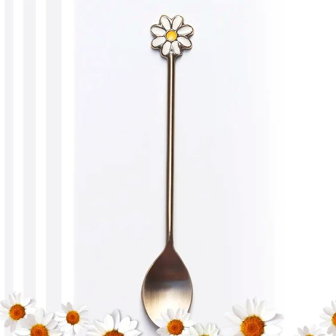 Brushed gold daisy spoons