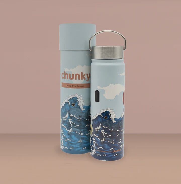 Chunky Cylinder Drink Bottle - Blue Wave