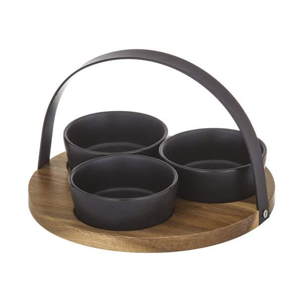 Dip Bowls with Acacia Tray Set