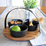 Dip Bowls with Acacia Tray Set