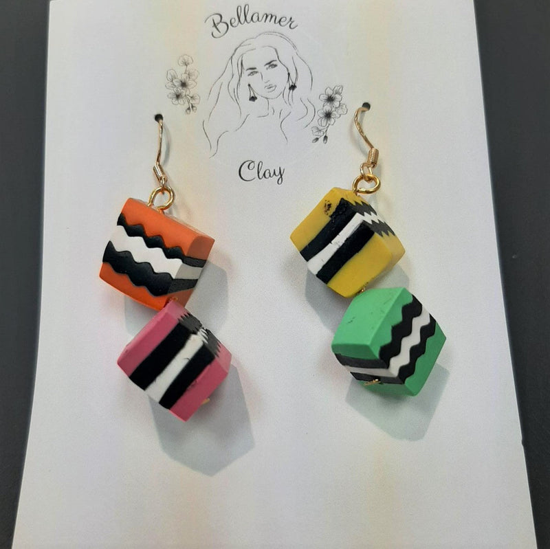 Foodie clay earrings - Licorice allsorts