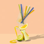 Glass Cocktail Straws - Set of 6 Multi-Colour
