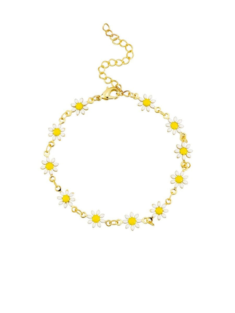 Gold White Daisy Chain Bracelet