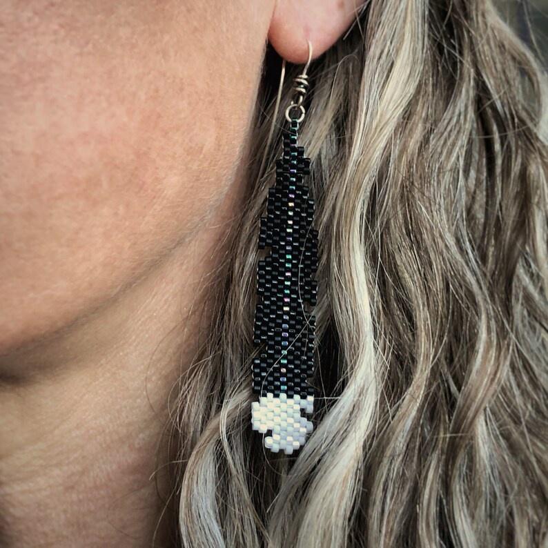Handmade Bead Earrings - Huia Feathers