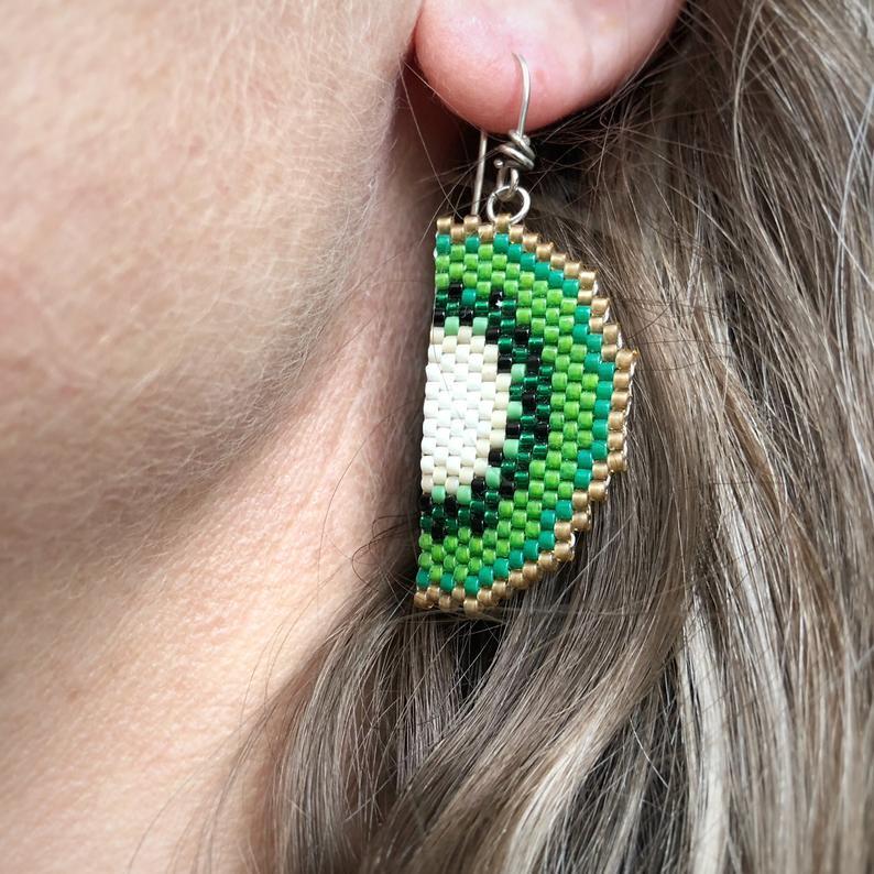 Handmade Bead Earrings - Kiwi Fruit