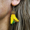 Handmade Bead Earrings - Kowhai Flower
