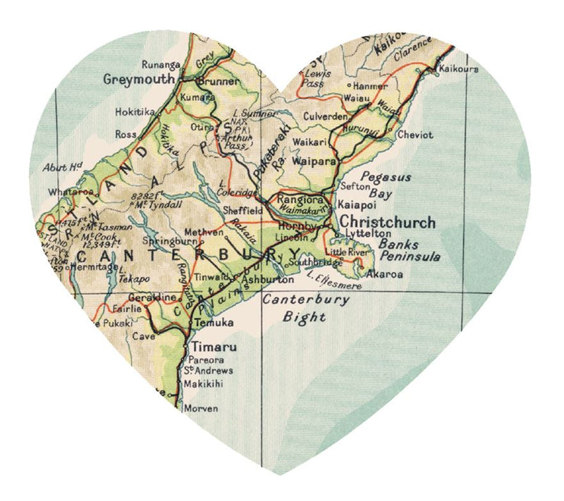Heart Map Wall Decals - Canterbury