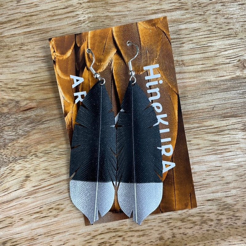 Huia Feather Earrings with Silver Tip